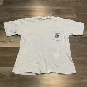 Vintage 90s Belton Tough Tee Baucom Press Pharaoh Pocket T-Shirt Blue Mens L